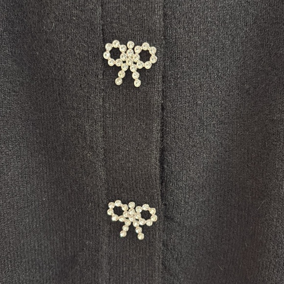 Ann Taylor Festive Holiday Cardigan Sweater with Rhinestone Bow Buttons. NWT - Picture 3 of 10
